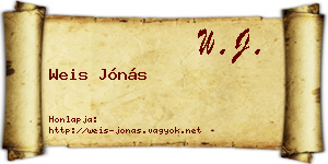 Weis Jónás névjegykártya